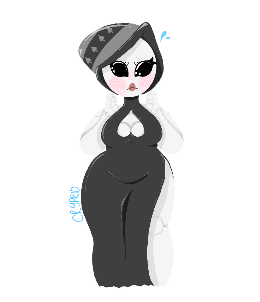 Most of her wardrobe has a spades or the other card suits. Similar to how trolls canonically wear the colour of someone in their quadrants. Representing her connections to the Midnight Crew.